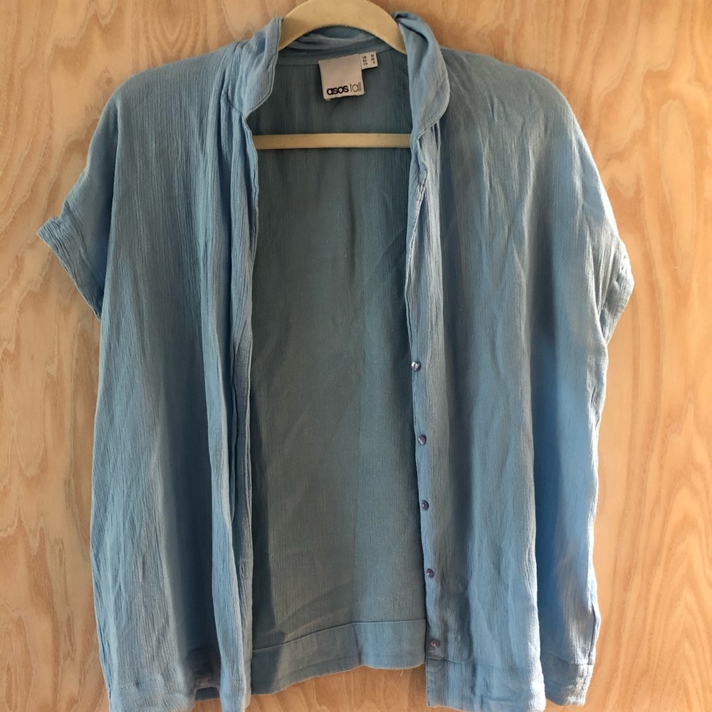 ASOS light blue button down short sleeve shirt